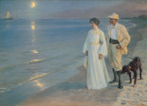 Noite de verão na praia de Skagen. O pintor e sua esposa.